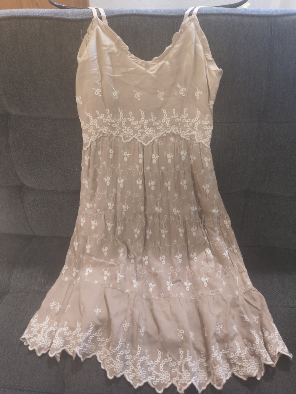 Jessica Simpson Beige Embroidered Midi Dress